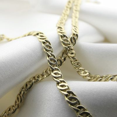 Image 2 of Gold flat gourmet link chain | 46 cm