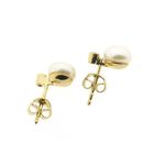 Image 5 of Gold stud earrings with pearl and diamond 0.05 ct.
