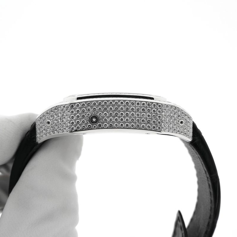 Image 6 of Cartier Santos 100 XL Chronograph 'Factory-Set' Diamonds 2891; 18k white gold watch with diamonds