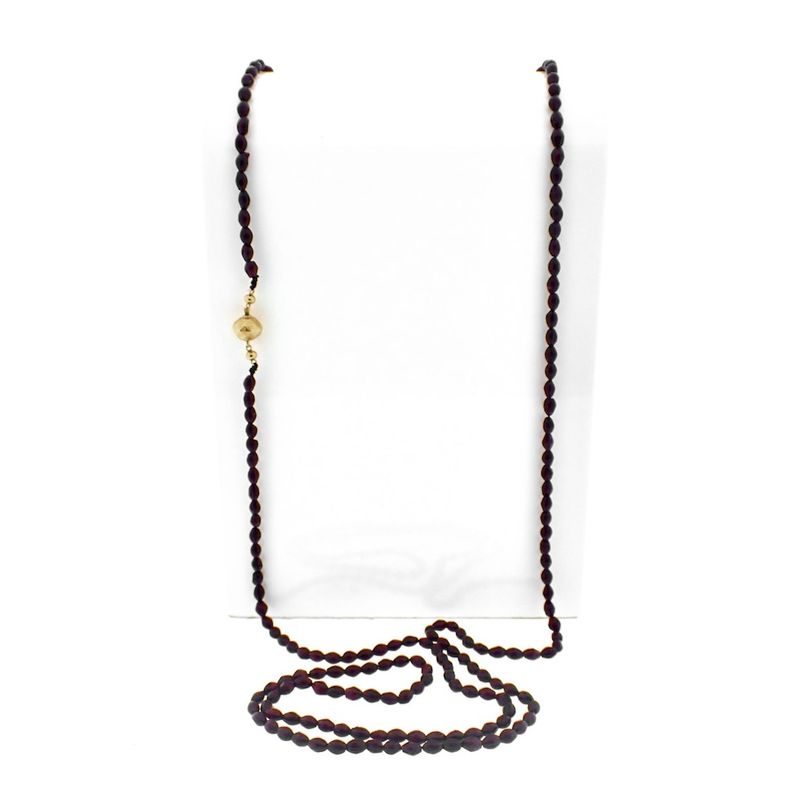 Image 14 of Antique glass bead necklace/sautoir with gold clasp