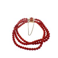 Red coral beads bracelet with gold clasp; Antique | Ø 56mm