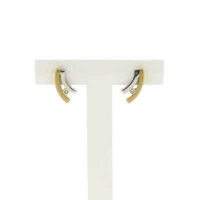 Image 1 of Bicolor gold stud earrings with diamonds