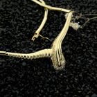 Image 2 of Gold bar link necklace with fixed pendant and zirconia