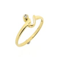 Gold solitaire ring with diamond; 0.005 ct.