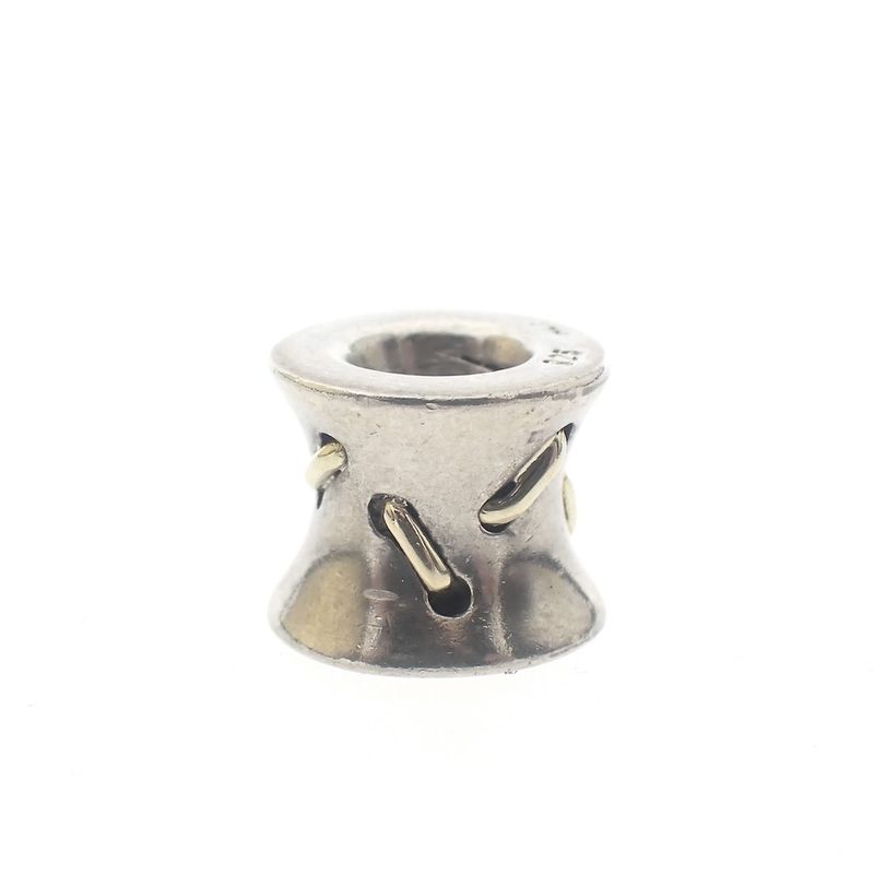 Image 3 of Pandora charm; Silver with gold; Stitches