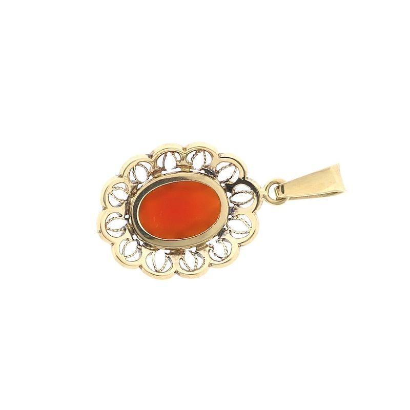 Image 1 of Vintage gold pendant with carnelian