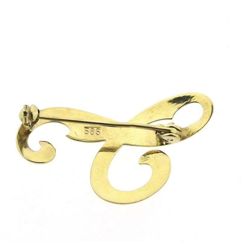 Image 4 of Gold letter brooch; letter J