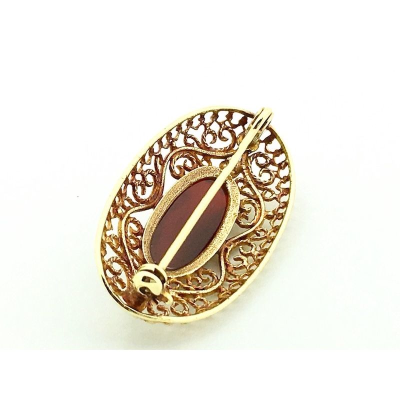 Image 3 of Antique gold brooch with carnelian