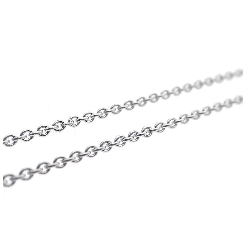 Image 4 of White gold thin anchor link necklace | 46 cm
