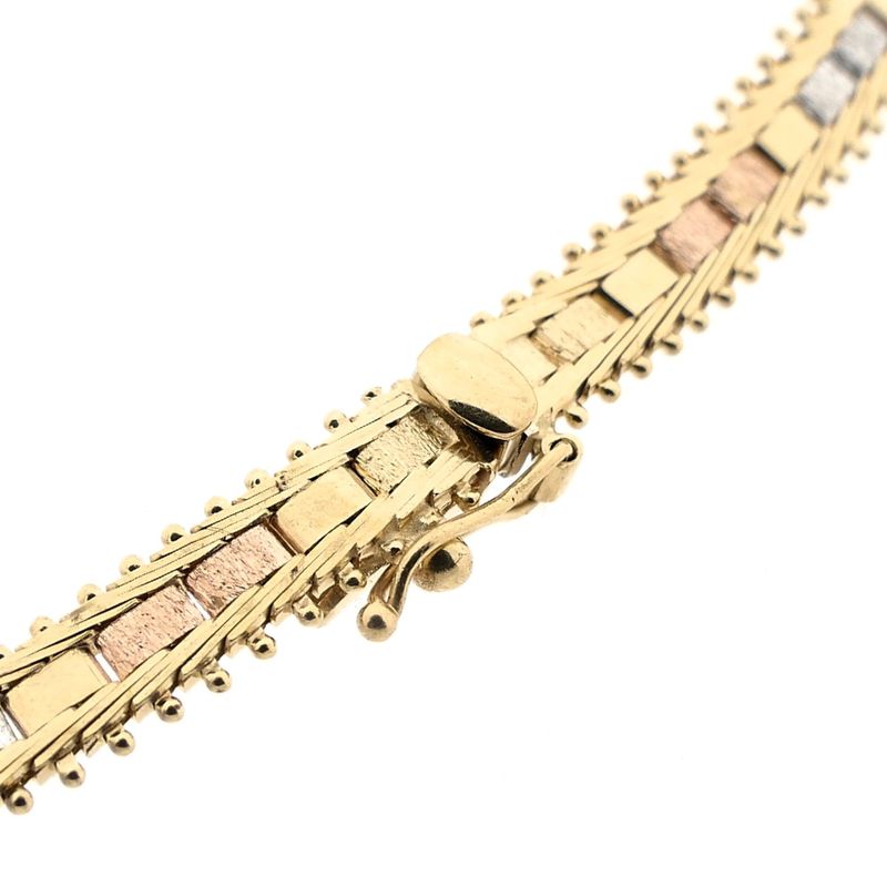 Image 5 of Tricolor Gold Panther Link Necklace