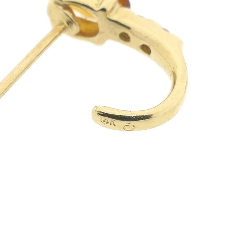 Image 9 of Gold stud earrings with citrine and diamonds; 0.08 ct.