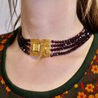 Image 4 of Antique beaded necklace with gold decorative clasp