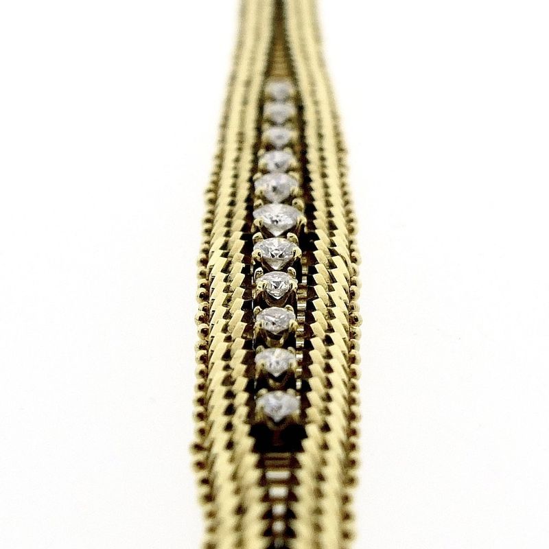 Image 3 of Gold herringbone link bracelet with diamond; 0.62 ct.