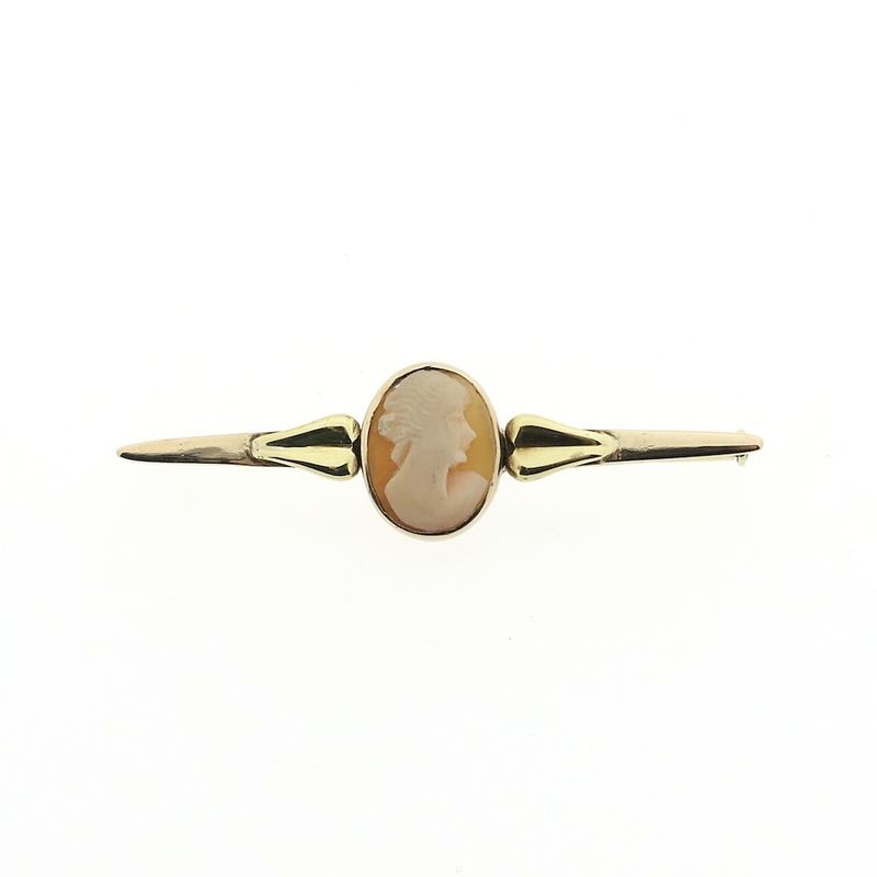 Image 1 of Vintage two-tone gold brooch with cameo