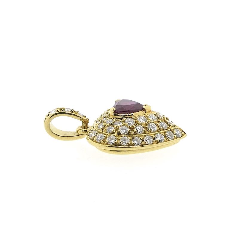 Image 4 of 18-karat gold pendant with ruby and diamond | approx. 0.72 ct.