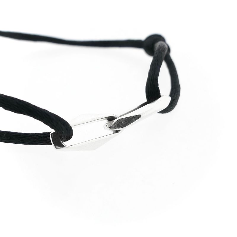 Image 3 of Forever Knots® Black Satin Bracelet with Silver Link
