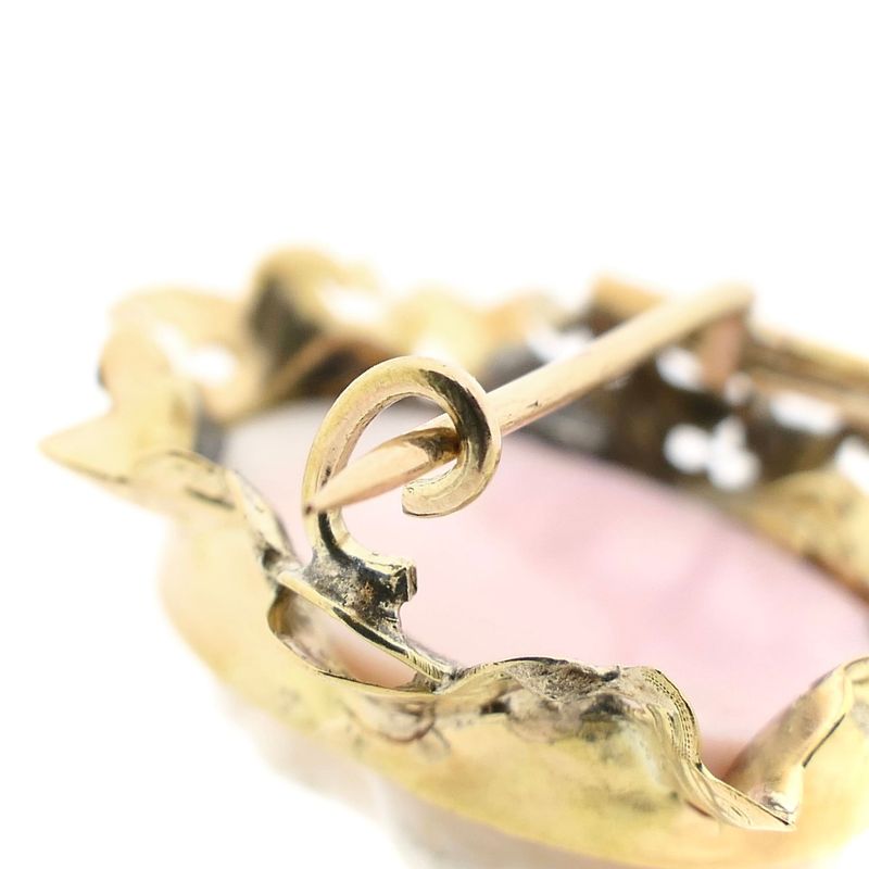 Afbeelding 4 van Antiek gouden broche met roze camee
