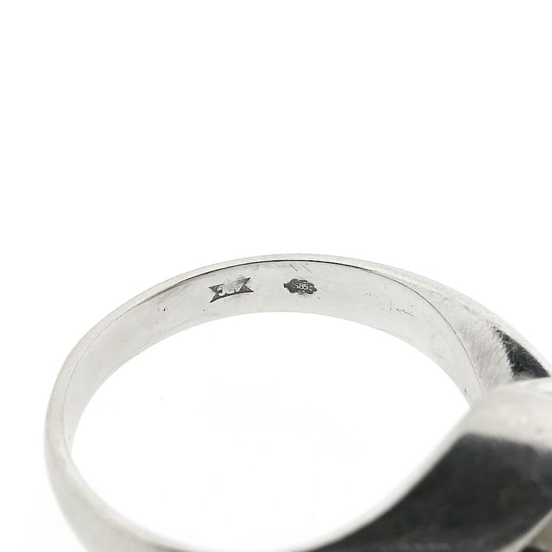 Image 6 of White gold ring with pearl and diamonds; 0.05 ct