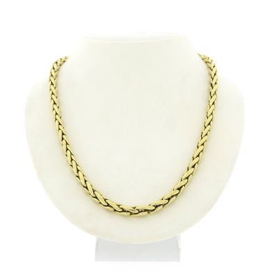 Image 1 of Gold foxtail link necklace with ruby ​​and onyx