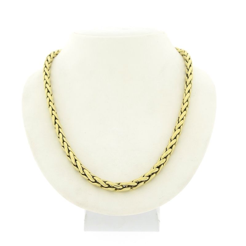 Image 1 of Gold foxtail link necklace with ruby ​​and onyx