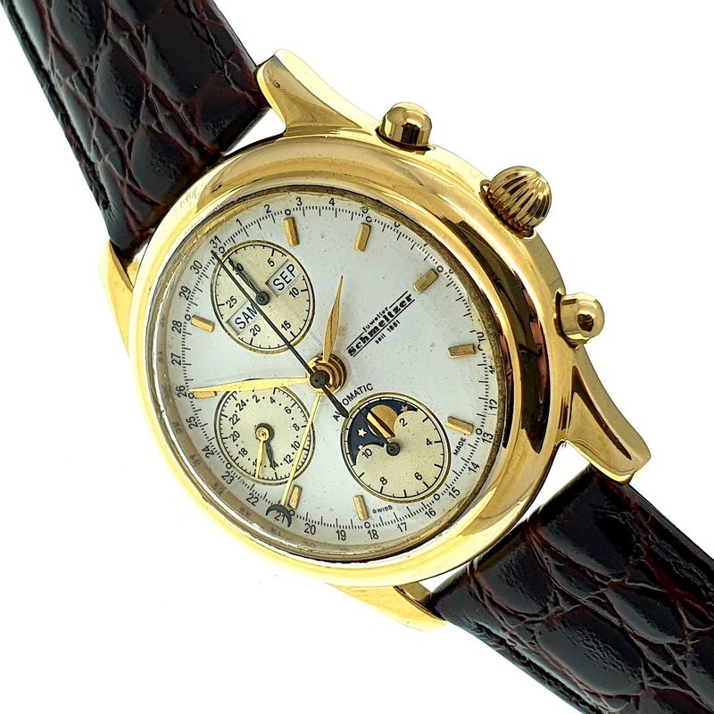 Image 2 of Schmeltzer Triple-calendar; Automatic men's watch with chronograph and moon phase