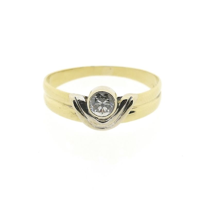 Image 3 of Two-tone gold solitaire ring with zirconia