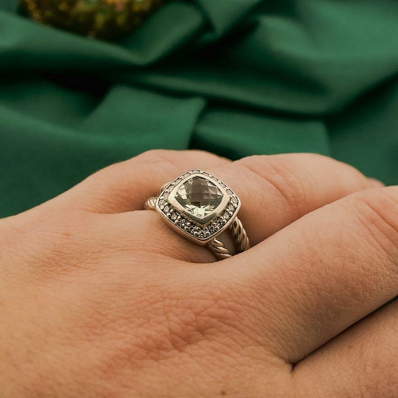 Image 4 of Silver ring set with prasiolite and diamond | 0.10 ct. | David Yurman