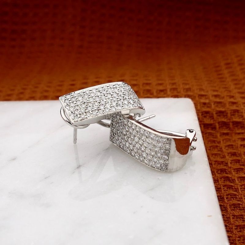 Image 2 of White Gold Earrings with Diamonds; approx. 0.96 ct.