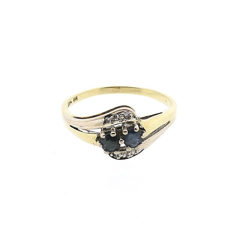 Image 3 of Gold Ring with Sapphire & Diamond; 0.03 ct.