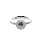Image 3 of White gold ring with Tahitian pearl and diamonds; 0.10 ct.