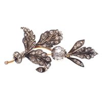 Antique gold and silver brooch with diamonds; approx. 1.00 ct.