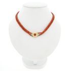 Image 1 of Red coral bead choker with gold clasp; Antique | 35.5 cm