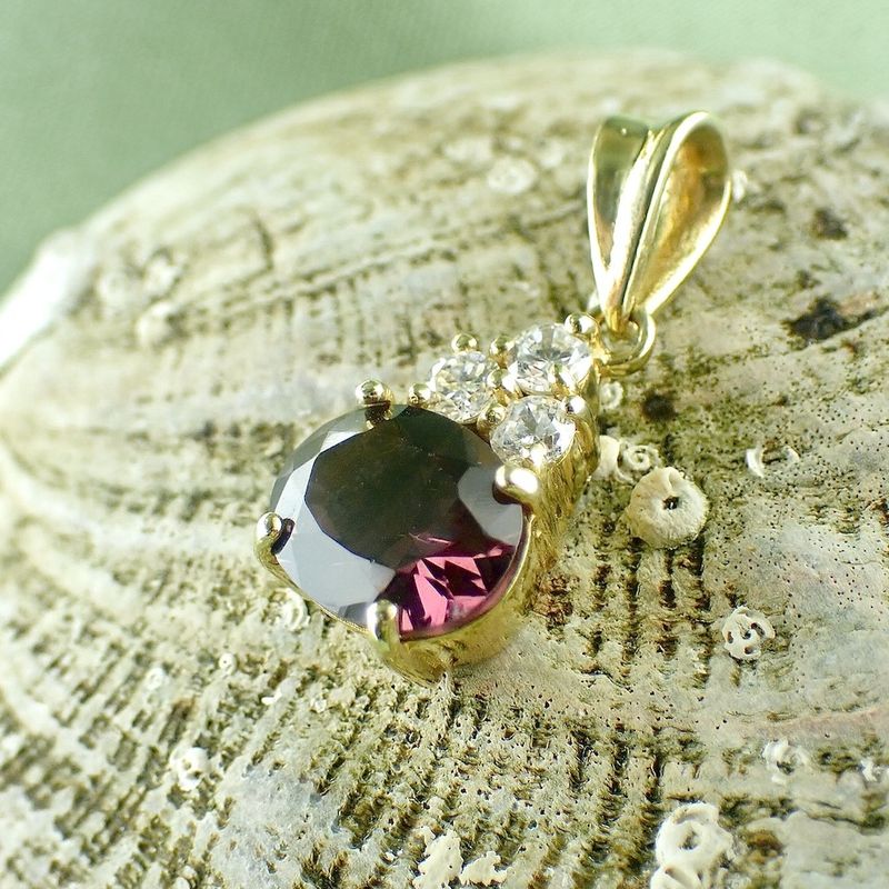 Image 5 of Gold pendant with zirconia and tourmaline