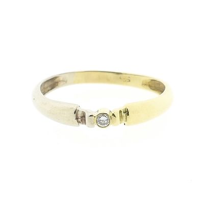 Image 2 of Two-tone gold solitaire ring with diamond; 0.04 ct.