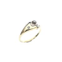Two-tone gold ring with diamonds; 0.065 ct.