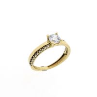 Gold solitaire ring with zirconia