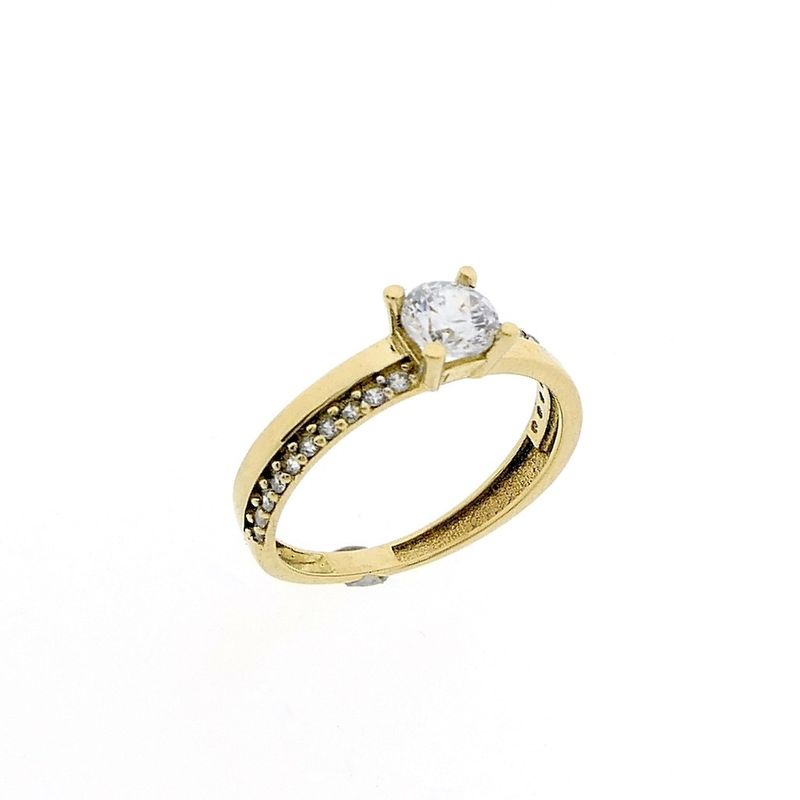 Image 1 of Gold solitaire ring with zirconia