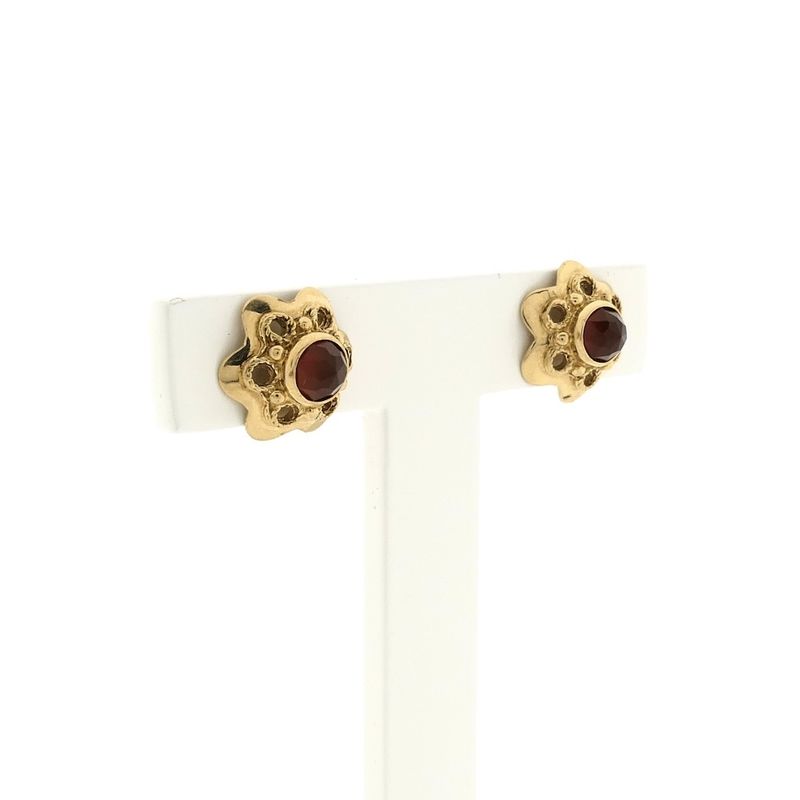 Image 2 of Gold stud earrings with carnelian