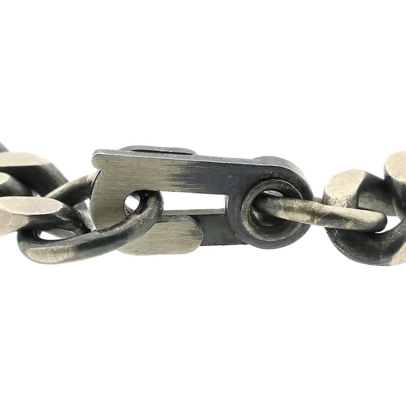 Image 4 of Silver robust gourmet link bracelet with engraving plate; Men