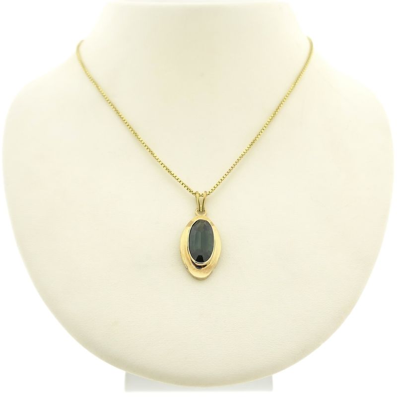 Image 9 of Gold pendant with green tourmaline