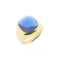 Gold signet ring with synthetic sapphire