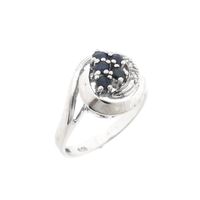 White gold ring with sapphire and diamond | 0.06 ct.