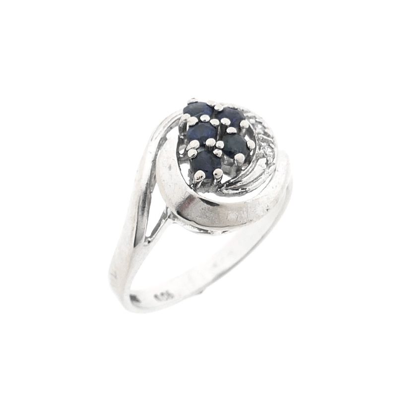 Image 1 of White gold ring with sapphire and diamond | 0.06 ct.