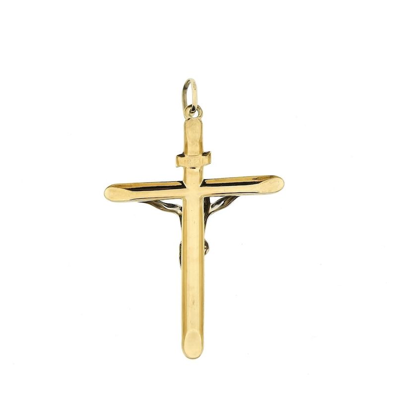 Image 9 of Two-tone gold pendant of a large cross with corpus | INRI