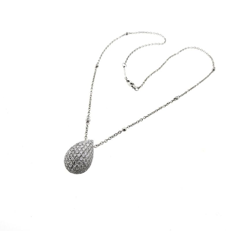 Image 2 of White gold necklace with fixed pendant and diamonds; approx. 2.10 ct.