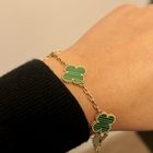 Image 13 of Gold four-leaf clover anchor link bracelet | 16.5 cm - 18.5 cm