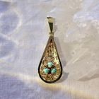 Image 2 of Vintage gold pendant with turquoise.
