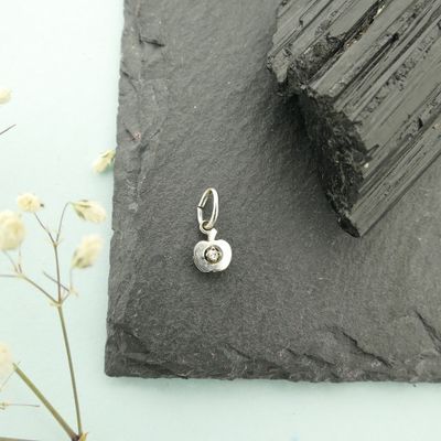 Image 2 of White gold apple pendant with diamond | 0.02 ct.