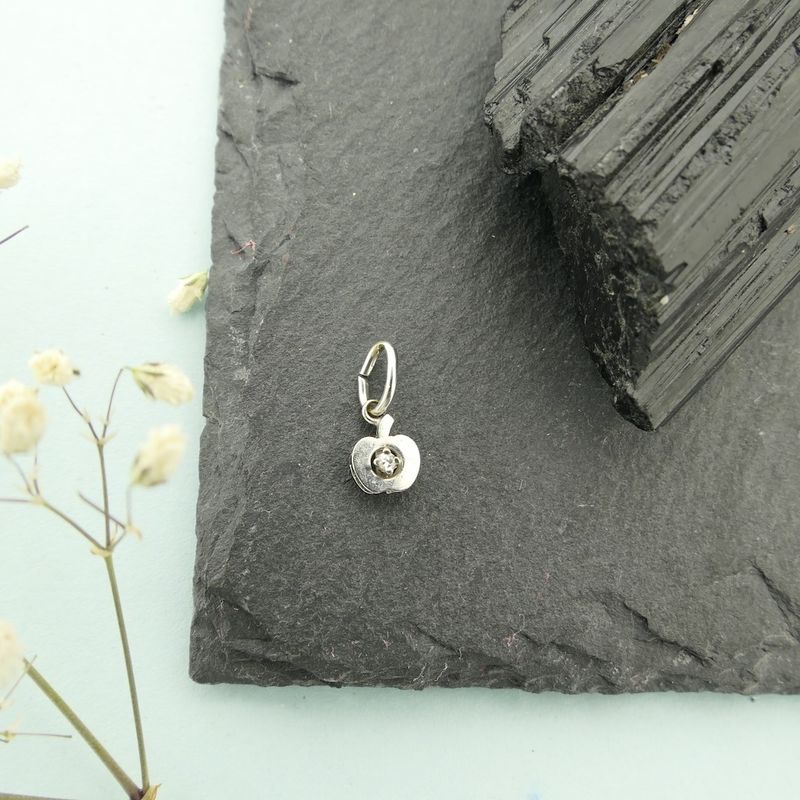 Image 2 of White gold apple pendant with diamond | 0.02 ct.