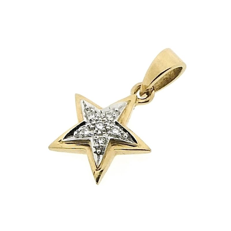 Image 8 of Two-tone gold subtle star pendant with diamond | 0.06 ct.